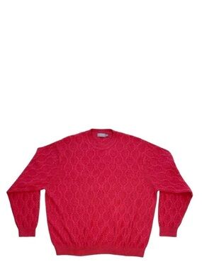 Talbots Mens Sweater XXL / 2XL Cashmere Angora Wool Crew Neck Cable Knit Red